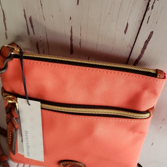 Dooney & Burke small  canvas crossbody bag bright orange - Picture 3 of 6